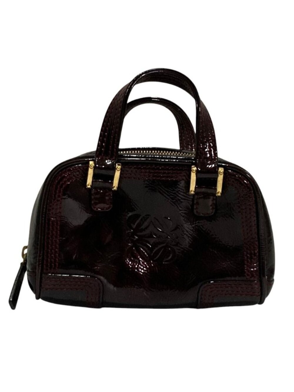 Loewe Amazona Micro Mini Patent Leather Shoulder Pouch Burgundy